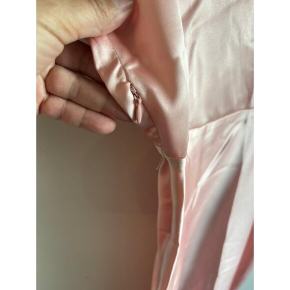 ZARA Womens Pink Satin Midi Dress Flutter Sleeve V-Neck Bloggers Favorite Size S - Picture 6 of 12